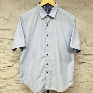 Robert Graham Jacquard Paisley Pattern Shirt XL Blue Short Sleeve Abstract AOP